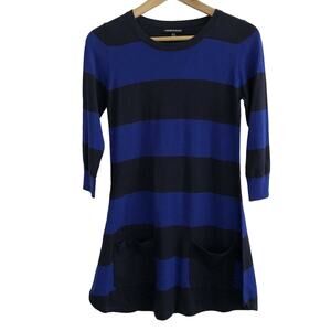 Warehouse Stripe Knit Mini Dress Blue / Navy Size UK 6 / US 2